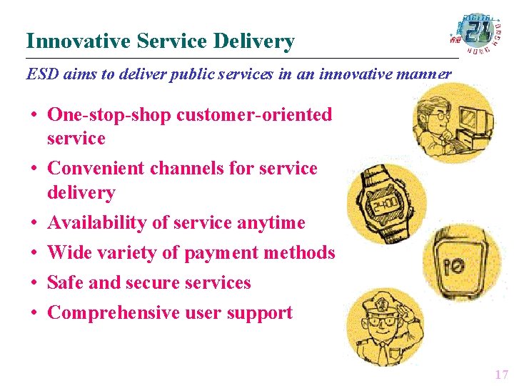 Innovative Service Delivery ESD aims to deliver public services in an innovative manner •