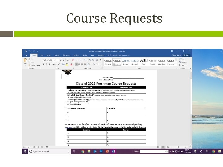 Course Requests 