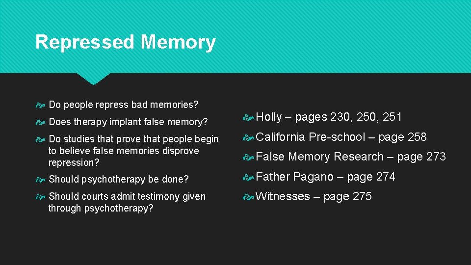 Repressed Memory Do people repress bad memories? Does therapy implant false memory? Holly –