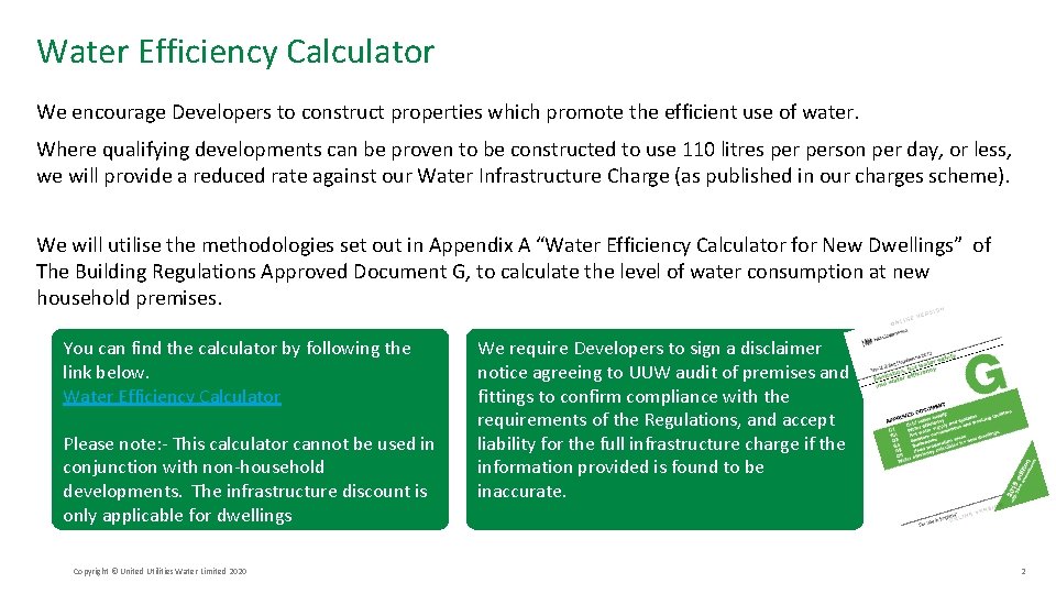 Water Efficiency Calculator We encourage Developers to construct properties which promote the efficient use