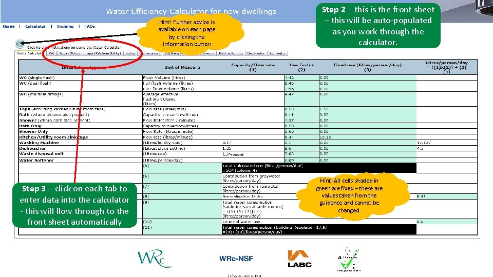 Hint! Further advice is available on each page by clicking the Information button Step