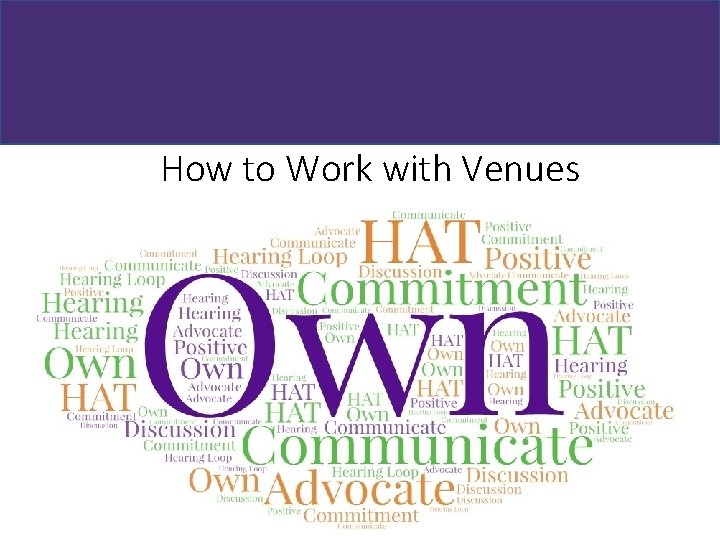 How to Work with Venues 