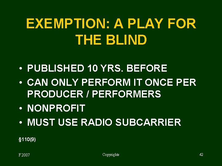EXEMPTION: A PLAY FOR THE BLIND • PUBLISHED 10 YRS. BEFORE • CAN ONLY
