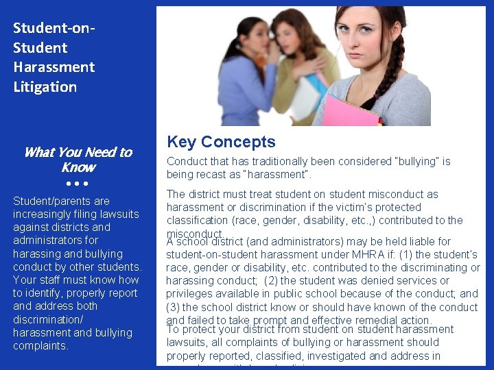 Student-on. Student Harassment Litigation What You Need to Know ··· Student/parents are increasingly filing