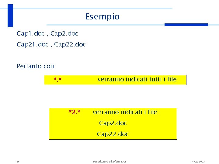 Esempio Cap 1. doc , Cap 2. doc Cap 21. doc , Cap 22.