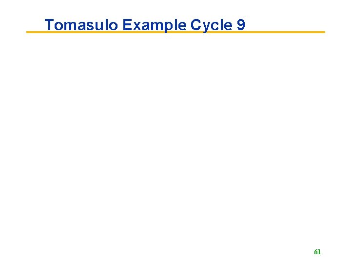 Tomasulo Example Cycle 9 61 