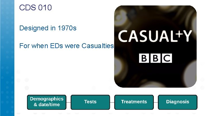 CDS 010 Designed in 1970 s For when EDs were Casualties 
