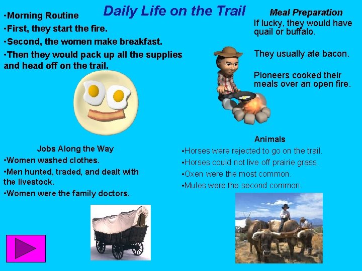 Daily Life on • Morning Routine • First, they start the fire. • Second,