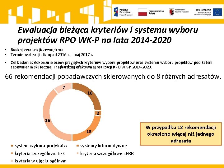 Ewaluacja bieżąca kryteriów i systemu wyboru projektów RPO WK-P na lata 2014 -2020 •