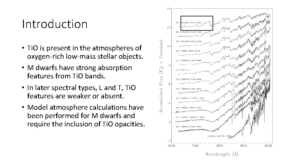 Introduction • Ti. O is present in the atmospheres of oxygen-rich low-mass stellar objects.
