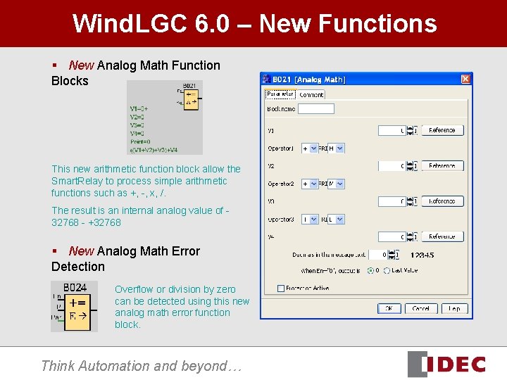 Wind. LGC 6. 0 – New Functions § New Analog Math Function Blocks This Wind. LGC 6. 0 – New Functions § New Analog Math Function Blocks This