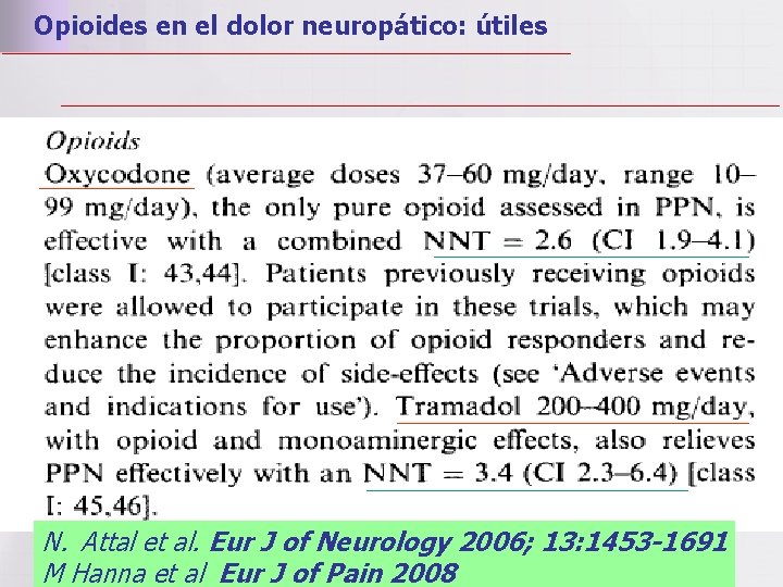 Opioides en el dolor neuropático: útiles N. Attal et al. Eur J of Neurology