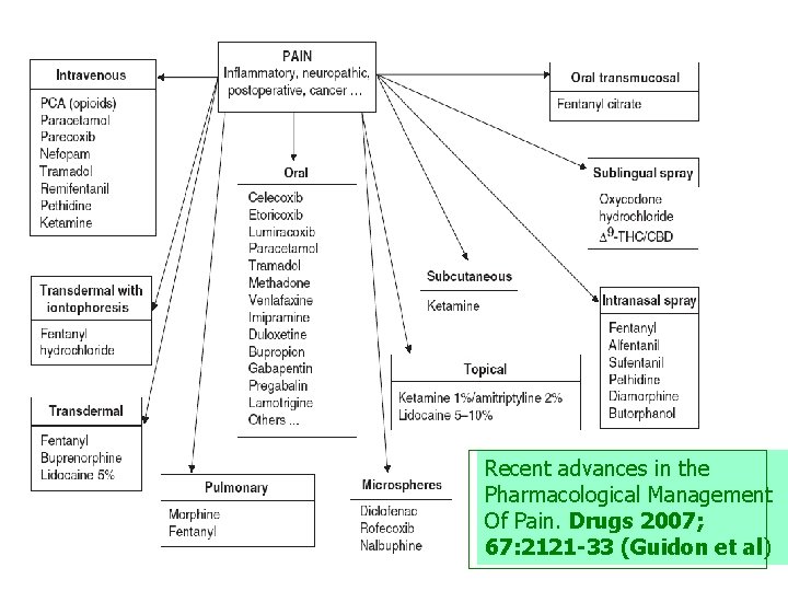 Recent advances in the Pharmacological Management Of Pain. Drugs 2007; 67: 2121 -33 (Guidon