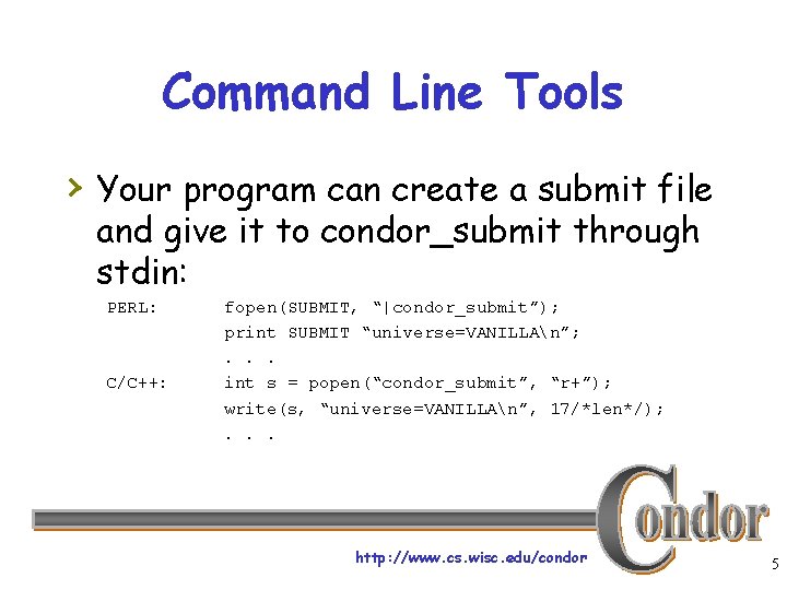 Command Line Tools › Your program can create a submit file and give it