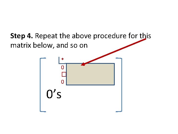 Step 4. Repeat the above procedure for this matrix below, and so on *