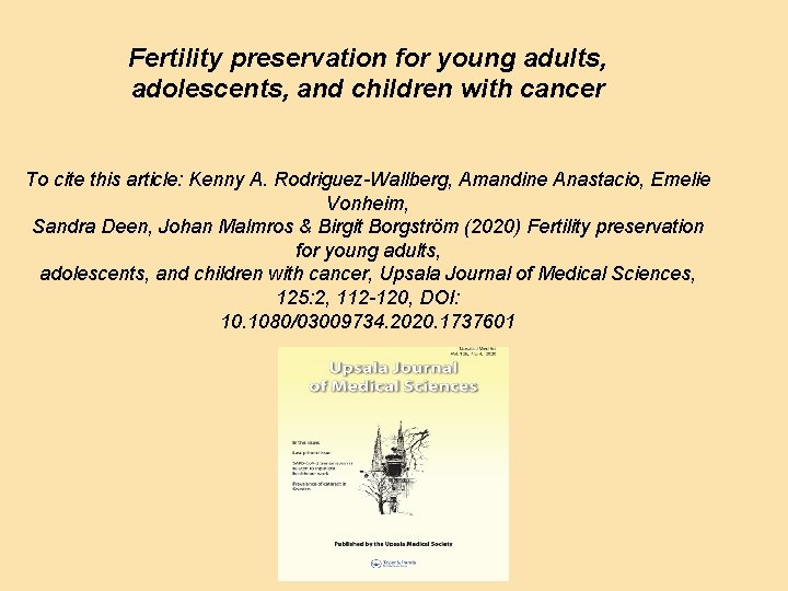Fertility preservation for young adults adolescents and children