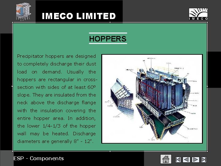 IMECO LIMITED HOPPERS Precipitator hoppers are designed to completely discharge their dust load on