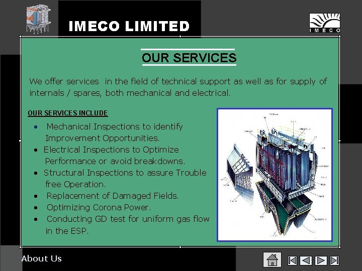 IMECO LIMITED OUR SERVICES We offer services in the field of technical support as