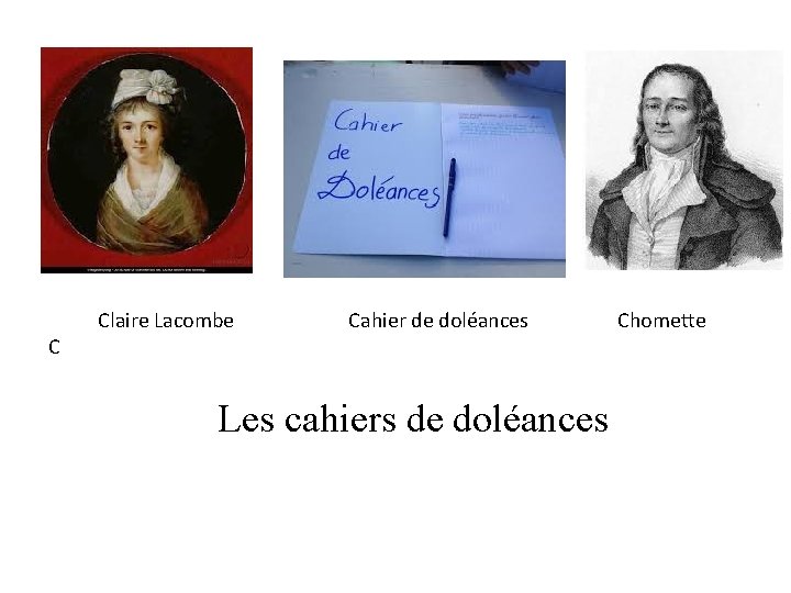 C Claire Lacombe Cahier de doléances Les cahiers de doléances Chomette 