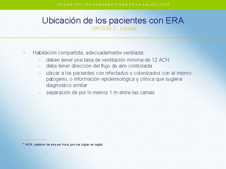 ORGANIZACIÓN PANAMERICANA DE LA SALUD - OPS Ubicación de los pacientes con ERA OPCIÓN ORGANIZACIÓN PANAMERICANA DE LA SALUD - OPS Ubicación de los pacientes con ERA OPCIÓN