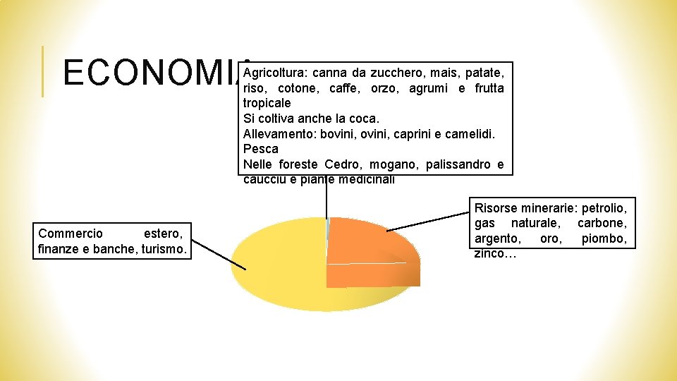 ECONOMIA Agricoltura: canna da zucchero, mais, patate, riso, cotone, caffe, orzo, agrumi e frutta