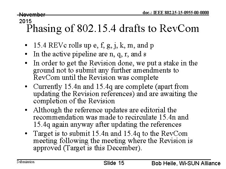 doc. : IEEE 802. 15 -15 -0955 -00 -0000 November 2015 Phasing of 802.