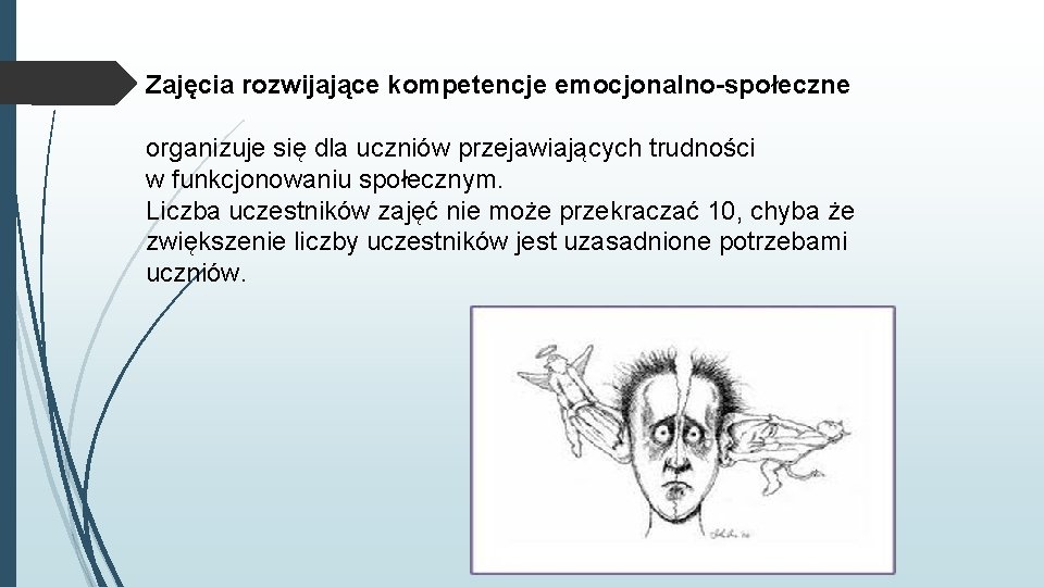 Zajęcia rozwijające kompetencje emocjonalno-społeczne organizuje się dla uczniów przejawiających trudności w funkcjonowaniu społecznym. Liczba