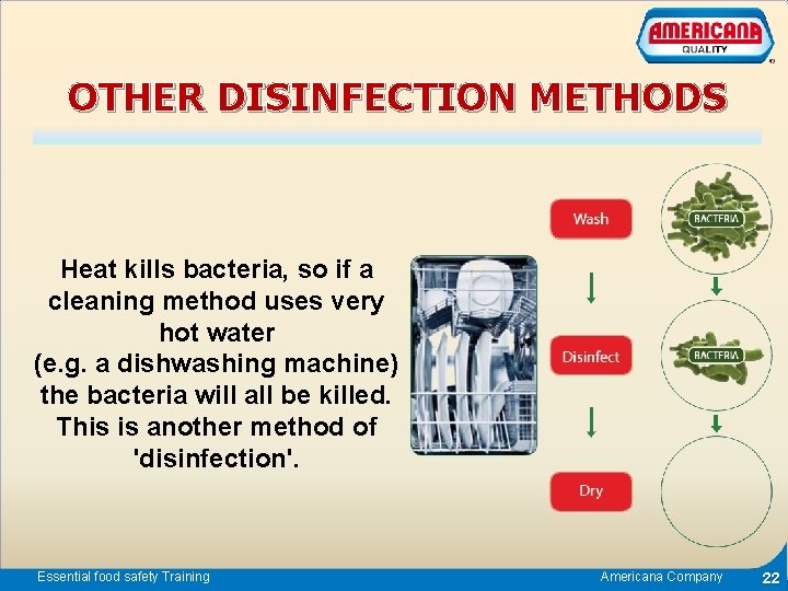 OTHER DISINFECTION METHODS Heat kills bacteria, so if a cleaning method uses very hot