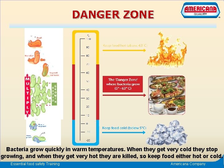 DANGER ZONE Bacteria grow quickly in warm temperatures. When they get very cold they
