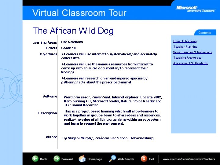 The African Wild Dog Learning Areas Levels Objectives Life Sciences Project Overview Grade 10