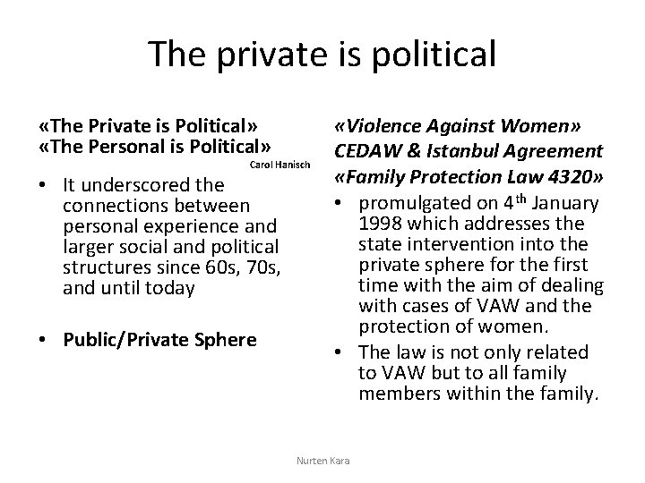 The private is political «The Private is Political» «The Personal is Political» Carol Hanisch