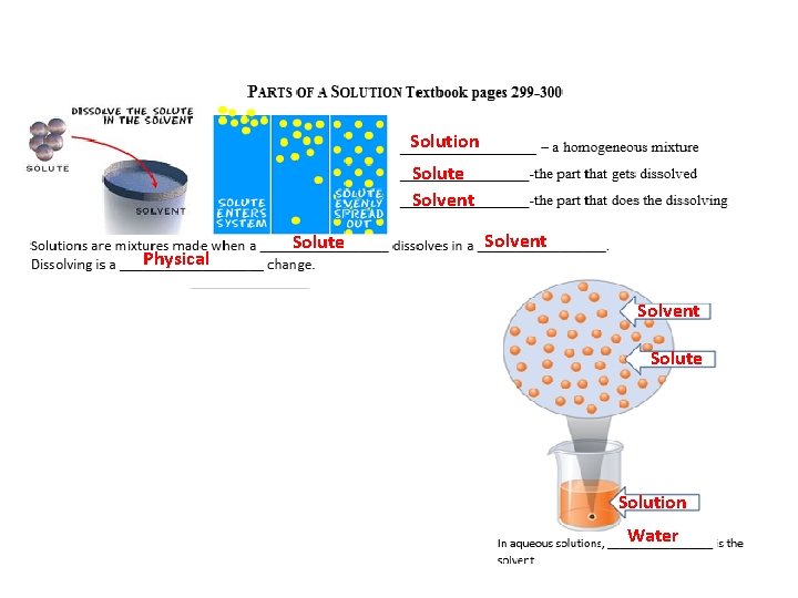 Solution Solute Solvent Physical Solute Solvent Solute Solution Water 