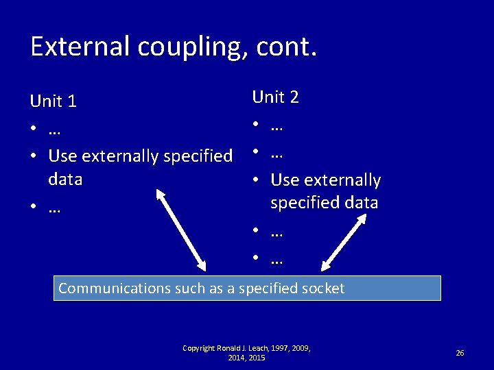 External coupling, cont. Unit 1 • … • Use externally specified data • …