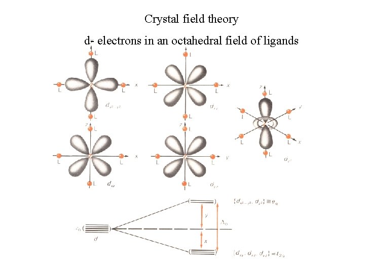 Crystal field theory d- electrons in an octahedral field of ligands 