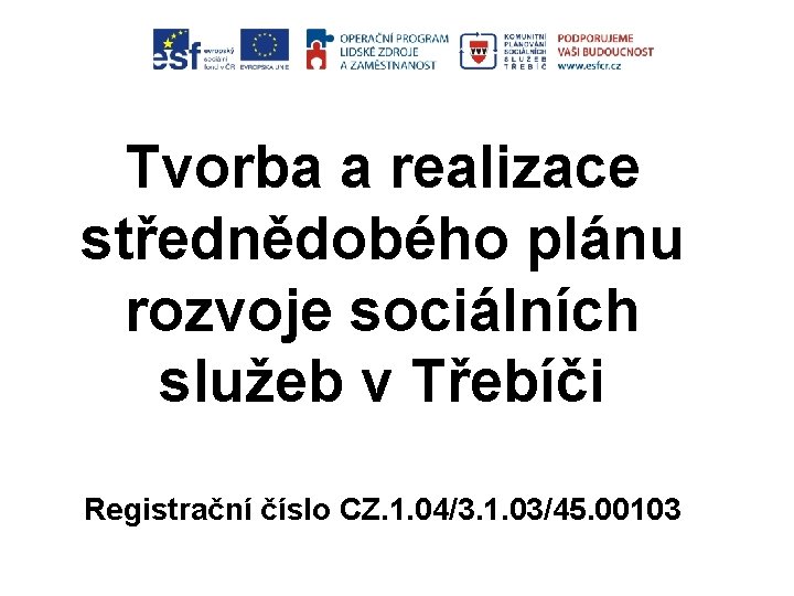 Tvorba a realizace střednědobého plánu rozvoje sociálních služeb v Třebíči Registrační číslo CZ. 1.