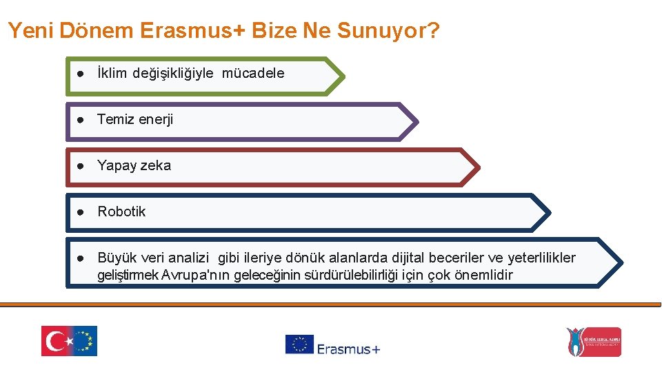 Yeni Dönem Erasmus+ Bize Ne Sunuyor? ● İklim değişikliğiyle mücadele ● Temiz enerji ●