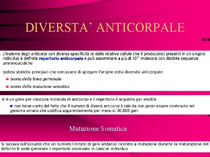 DIVERSTA’ ANTICORPALE Mutazione Somatica 