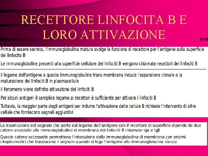 RECETTORE LINFOCITA B E LORO ATTIVAZIONE 