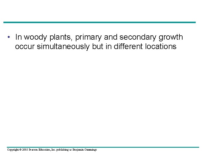  • In woody plants, primary and secondary growth occur simultaneously but in different