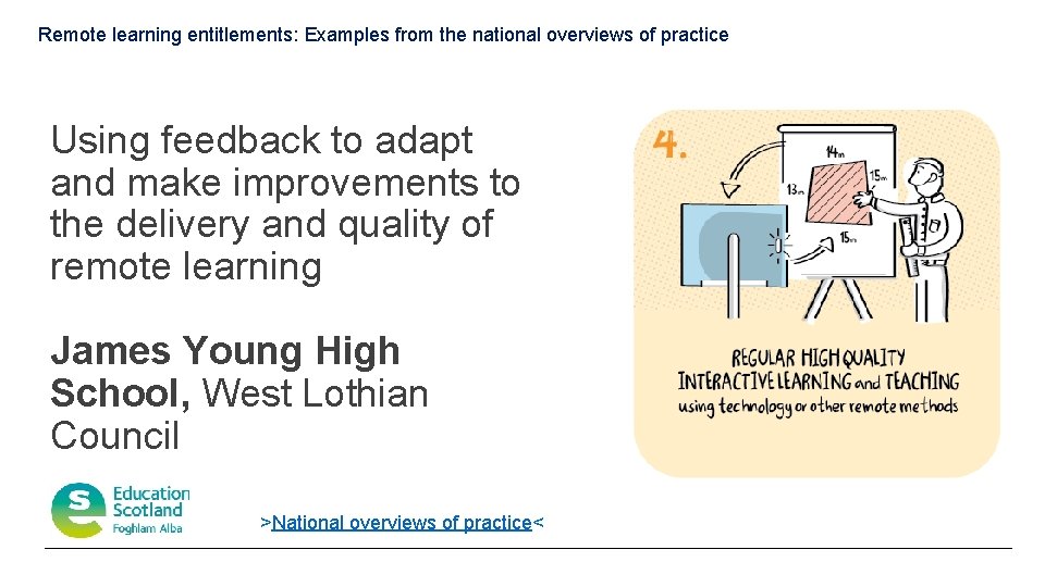Remote learning entitlements: Examples from the national overviews of practice Using feedback to adapt