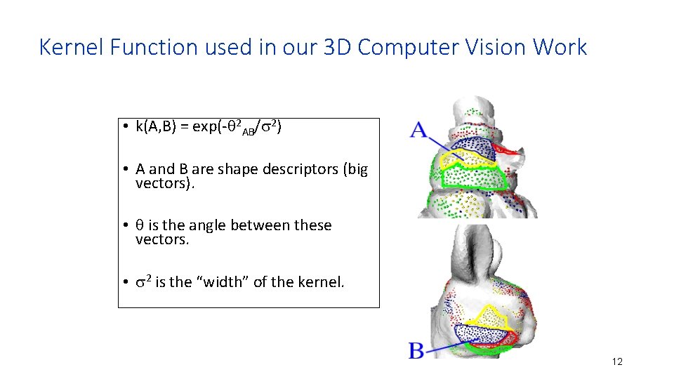 Kernel Function used in our 3 D Computer Vision Work • k(A, B) =