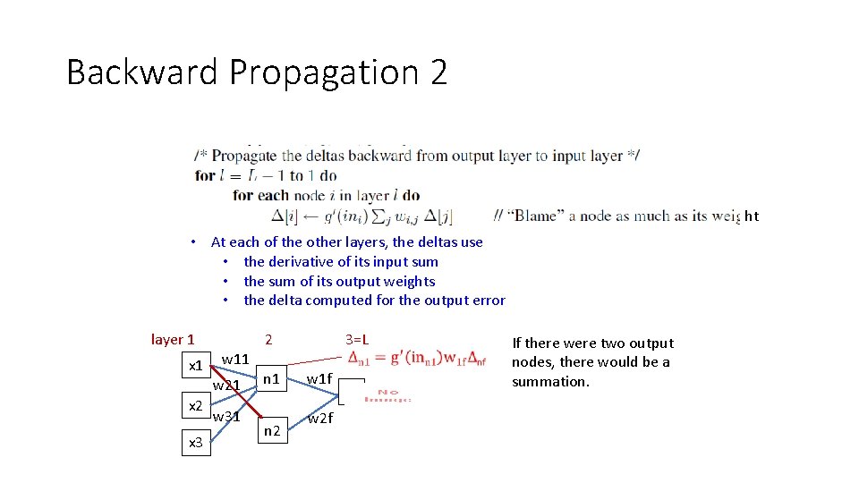 Backward Propagation 2 ht • At each of the other layers, the deltas use