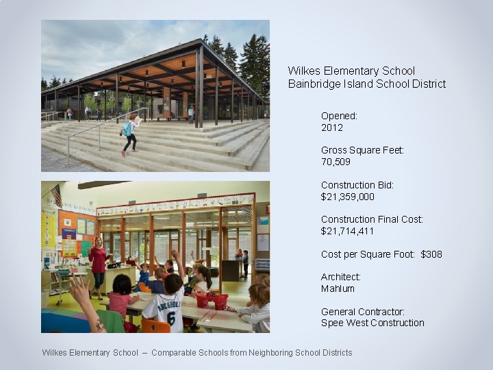Wilkes Elementary School Bainbridge Island School District Opened: 2012 Gross Square Feet: 70, 509