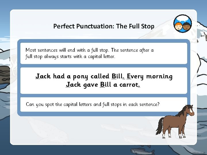 Perfect Punctuation: The Full Stop Most sentences will end with a full stop. The Perfect Punctuation: The Full Stop Most sentences will end with a full stop. The