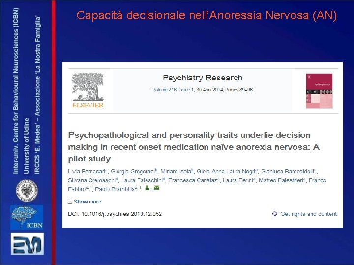 Capacità decisionale nell’Anoressia Nervosa (AN) 