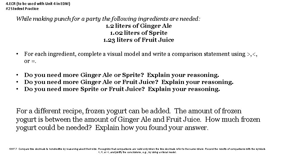 4. ECR (to be used with Unit 4 in EDM) #2 Student Practice While