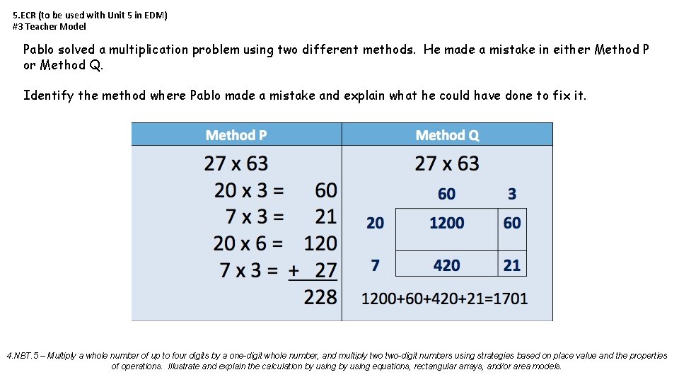 5. ECR (to be used with Unit 5 in EDM) #3 Teacher Model Pablo