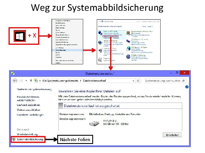 Weg zur Systemabbildsicherung +X Nächste Folien 