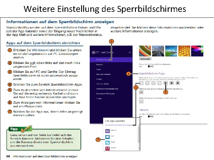 Weitere Einstellung des Sperrbildschirmes 