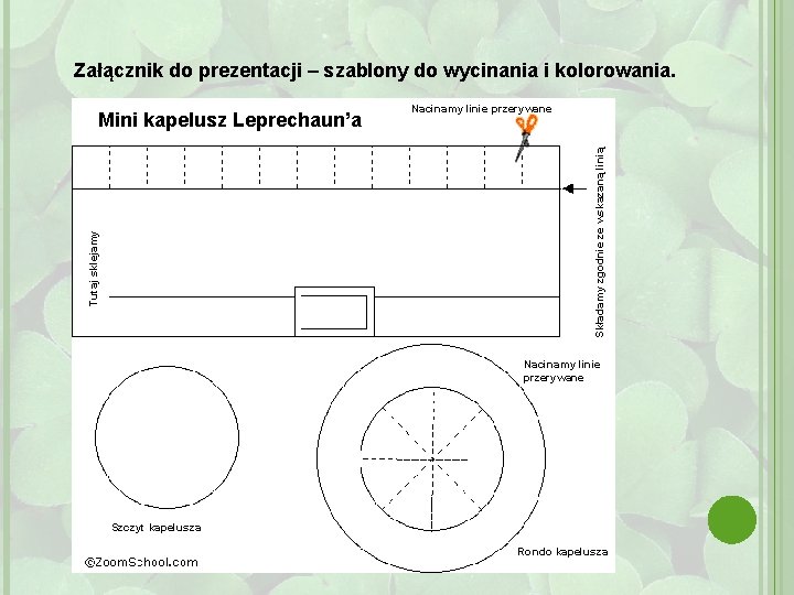 Załącznik do prezentacji – szablony do wycinania i kolorowania. Nacinamy linie przerywane Tutaj sklejamy